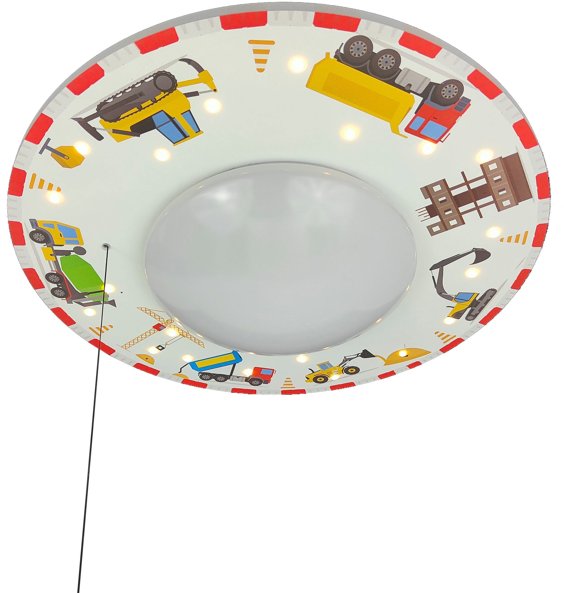 NIERMANN Deckenleuchte "Baustelle", bunt (multi color), 1, Ø 54cm H: 11cm, 1 Stk., Leuchten, hochwertiger Druck auf kompletter Oberfläche, Kinderlampe