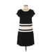 Julie Brown Casual Dress - Shift: Black Stripes Dresses - Women's Size Medium