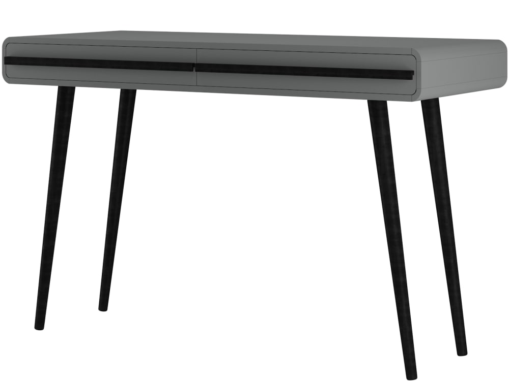 Bureau avec 2 tiroirs en mélaminé gris et noir