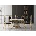 Luxurious Design Marble Round Dining Table with Gold Mirrored Finish Stainless Steel Base - Golden+White