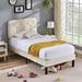 VECELO Upholstered Platform Bed Frame with Height Adjustable Headboard, Wooden Slats Twin/Full/Queen Size Beds