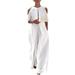 Cute Rompers For Women Summer Solid Color Fashion Off The Shoulder Womens Jumpsuits Casual Summer Floral White S