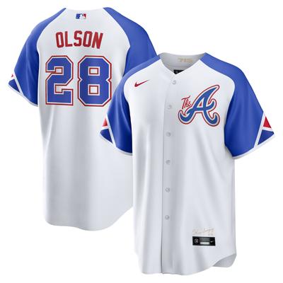 Atlanta Braves Nike Official Replica City Connect Jersey - Mens with Olson 28 printing Image