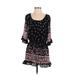 En Creme Casual Dress: Black Acid Wash Print Dresses - Women's Size Small