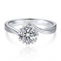 MomentWish Moissanite Rings, 1Ct Engraved Wedding Rings for Her, D Color VVS1 Lab Created Diamond Rings Women Engagement Solitaire Rings Size-J 1/2