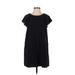 Abercrombie & Fitch Casual Dress - Shift Crew Neck Short sleeves: Black Solid Dresses - Women's Size X-Small