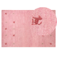 Gabbeh Teppich Rosa aus Wolle 140 x 200 cm Rechteckig Hochflor mit Tier Muster Western Motiv Weich für Wohnzimmer Kinderzimmer Schlafzimmer