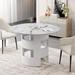 Modern Round Dining Table with Printed Marble Table Top for Dining Room, Kitchen, Living Room Coffee Table