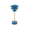 Lampe à poser rechargeable en métal bleu et doré