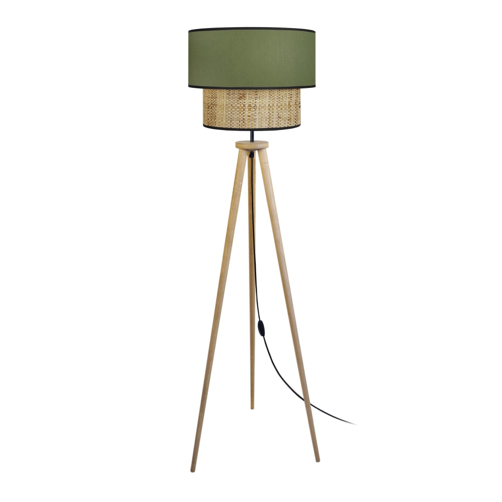 Lampadaire bois H162cm foncé;Abat-jour: vert