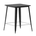 BizChair Commercial Indoor/Outdoor Bar Top Table 31.5 Square All Weather Black Poly Resin Top with Black Steel base