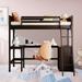 Twin Size Loft Bed with Storage Shelves and Desk,Multifunctional Wooden Twin Loft Bed Frame with Ladder for Kids and Adults