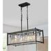 Q&S 4 Lights Black Modern Chandelier Farmhouse Industrial Rectangle Crystal Hanging Pendant Light Fixture for Dining Room Kitchen Living Room Bar Office UL Listed