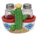 De Leon Collections Polyresin Southwestern Tribal Desert Cactus Salt & Pepper Shaker Holder Set in Blue/Green/Red | 3.75 H x 4.5 W in | Wayfair