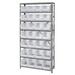 Quantum Storage Clear 8 Shelf Unit With 28 Storage Bin Steel Shelving System