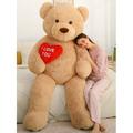 MorisMos Brown Giant Teddy Bear 6ft Stuffed Animal I Love You Red Heart Jumbo Human Size Teddy Bear