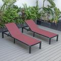 LeisureMod Outdoor Metal Chaise Lounge Set Metal in Red | 13.2 H x 25 W x 78.5 D in | Wayfair MLBL-77BRG2