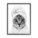 Stupell Industries Funny Cat In Bathrobe Portrait On Wood by Annalisa Latella Graphic Art Wood in Brown/Gray | 16 H x 20 W x 1.5 D in | Wayfair