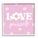 Stupell Industries Love Yourself Pink Daisies Phrase Framed On by Lula Bijoux & Co. Graphic Art in Brown/Pink | 24 H x 24 W x 1.5 D in | Wayfair