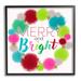 Stupell Industries Merry & Bright Fun Wreath Framed On Wood by Ziwei Li Graphic Art Wood in Blue/Brown/Green | 17 H x 17 W x 1.5 D in | Wayfair