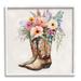 Stupell Industries Country Cowboy Boots Bouquet Framed On Wood by Ziwei Li Graphic Art Wood in Blue/Brown/Pink | 12 H x 12 W x 1.5 D in | Wayfair
