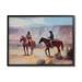 Stupell Industries Desert Cowboys Horses Landscape Framed On Wood by Ziwei Li Graphic Art Wood in Blue/Brown | 24 H x 30 W x 1.5 D in | Wayfair