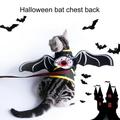 rygai 1 Set Pet Costume Bat Wings Halloween Costume Adjustable Breathable Durable Pet Transformation Costume Pet Supply Black