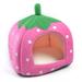 Pet Portable Strawberry Fleece House Bed Warm Cave for Dog Cat Rabbit Guinea Pig Ferret or Other Small Animal