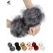 PULLIMORE Women Faux Fur Wrist Cuff Wristband Plush Cuff Winter Fluffy Soft Bands Arm Warmer (Brown)