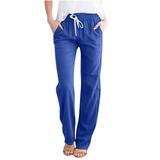 Teacher Appreciation Gifts POROPL Cargo Pants for Women Clearance Under $20 Casual Loose Solid High Waist Wide Leg Pocket Woman Cargo Pants Blue Size 4