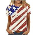 REORIAFEE Women s American Flag Sweatshirts Shirts Cute Tops Comfortable Lightweight T-Shirt Print Pleated Loose T-Shirt Crew Neck Short Sleeve Red XL