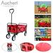 AUCHEN Folding Outdoor Utility Wagon Carts for Kids 150lbs Heavy Duty Portable Hand Collapsible Beach Wagon Cart with 2 Drink Holders and 4x8 Rubber Wheels for Garden Shopping Trip Camping - Red