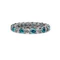 London Blue Topaz & Diamond 3.4mm Gallery Eternity Band 2.94 to 3.41 Carat tw 14K White Gold.size 5.0