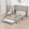 Latitude Run® Windber Low Profile Storage Platform Bed Wood & /Upholstered/Velvet in Gray | 45.3 H x 64.5 W x 84.2 D in | Wayfair