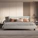 Winston Porter Tolson Full Tufted Platform Bed Upholstered/Metal/Linen in White | 43 H x 56 W x 78 D in | Wayfair 4067C190F0054B34A7D8AE4B8B883D36