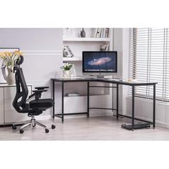 Inbox Zero Computer L-Shaped Desk Corner Gaming Desk for Home & Office Wood/Metal in Black | 30 H x 66 W x 47 D in | Wayfair