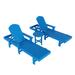 Highland Dunes Danek 77.6" Long Reclining Single Chaise w/ Table Plastic in Blue | 37.8 H x 21.1 W x 77.6 D in | Outdoor Furniture | Wayfair