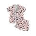 xingqing Kids Toddler Baby Girl Cow Print Pajamas Set Short Sleeve Button Down Shirt Top+Shorts Bottoms Sleepwear Outfits 4-5 Years