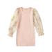 AMILIEe Little Girl Summer Knitted Dress Floral Embroidery Mesh Long Sleeves Party Princess Dress