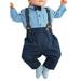 Calsunbaby 2Pcs Newborn Infant Baby Boys Gentleman Clothes Suit Plaid Shirt Tops and Bib Pants Outfits Set 18-24 Months