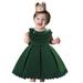safuny Girls s Party Gown Birthday Dress Clearance Solid Splicing Vintage Round Neck Princess Dress Tiered Lace Crochet Holiday Sleeveless Lovely Comfy Fit Green 0-4Y