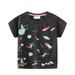 BJUTIR Boys Tshirts Kids Tops Toddler Luminous Astronaut Planet And Spaceship Short Sleeve T Shirts Cotton Cartoon Tops For Black