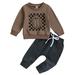 Calsunbaby Infant Toddler Baby Boy Halloween Outfits Long Sleeve Shirts Pumpkin Sweatshirt with Pants 2Pcs Fall Winter Clothes Set