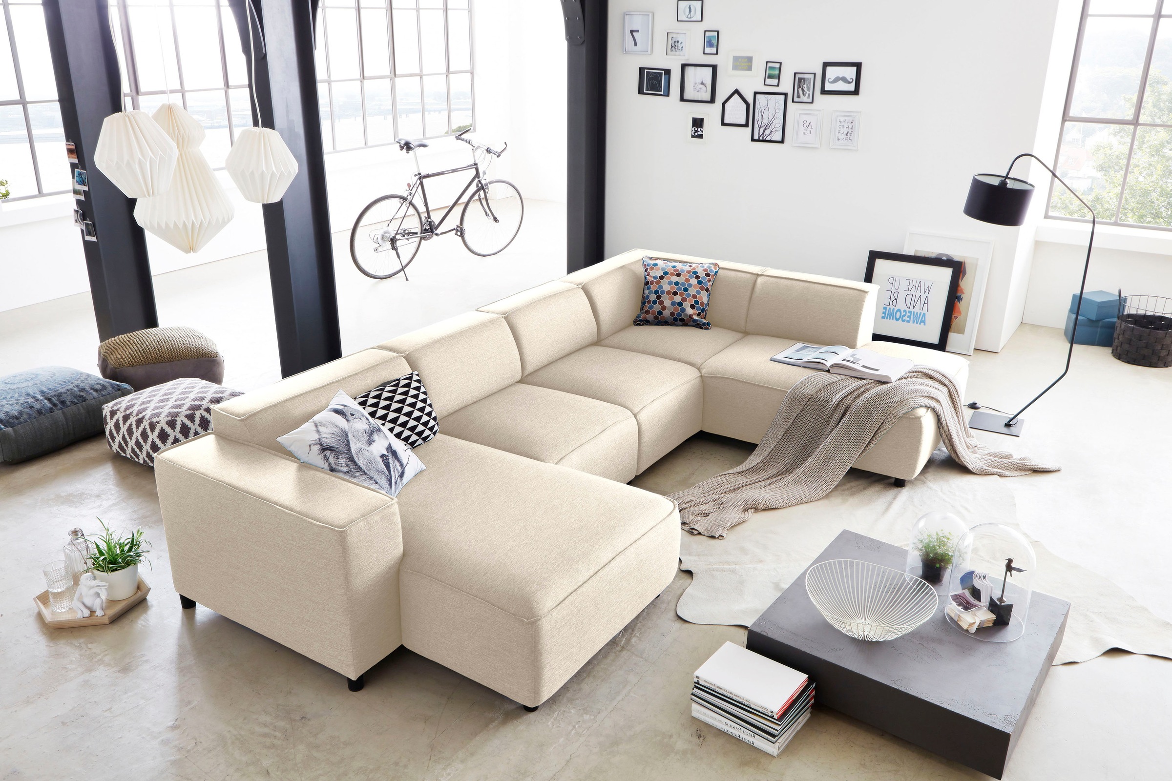 Wohnlandschaft "Bulky U-Form", beige, B:324cm H:70cm T:195cm, ATLANTIC HOME COLLECTION, Sofas, Wohnlandschaft, in U-Form und XXL Sitzfläche, modular aufgebaut