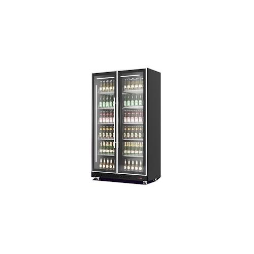 Mobiler Flaschenkühlschrank mit 2 Glastüren Getränkekühlschrank Kühlschrank Gastro 758 L 0/10°C ISO 48 mm