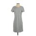 Old Navy Casual Dress - Shift Crew Neck Short sleeves: Gray Solid Dresses - Women's Size Medium