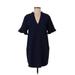 Lush Casual Dress - Mini V Neck Short sleeves: Blue Solid Dresses - Women's Size Small