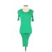 Good American Casual Dress - Bodycon Scoop Neck Short sleeves: Green Print Dresses - Women's Size Small