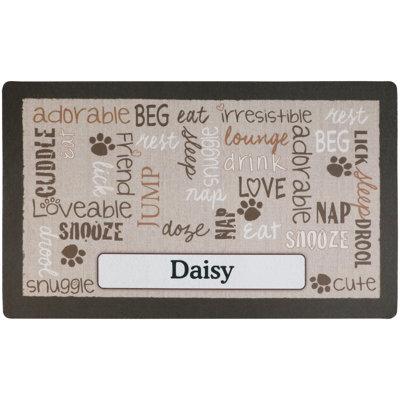 Drymate Personalized Pet Bowl Placemat, Feeding Mat For Dog & Cat - Absorbent Material & Waterproof Backing in Brown, Size Medium (12" x 20")