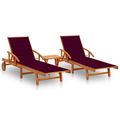 Wildon Home® Fennville Outdoor Acacia Chaise Lounge - Set of 2 w/ Table Wood/Solid Wood in Brown/White | 33.5 H x 26.4 W x 78.3 D in | Wayfair